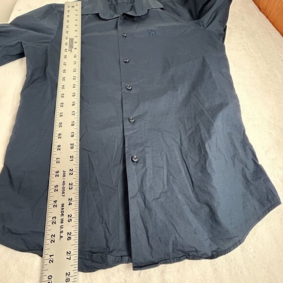 Roberto Cavalli Mens Long Sleeve Button-Up Dress Shirt Size 15 33/34 Medium Navy - Picture 8 of 8